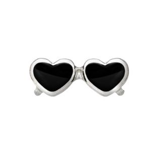 Origami Owl Silver And Black Heart Shaped Sunglasses Charm For Lockets